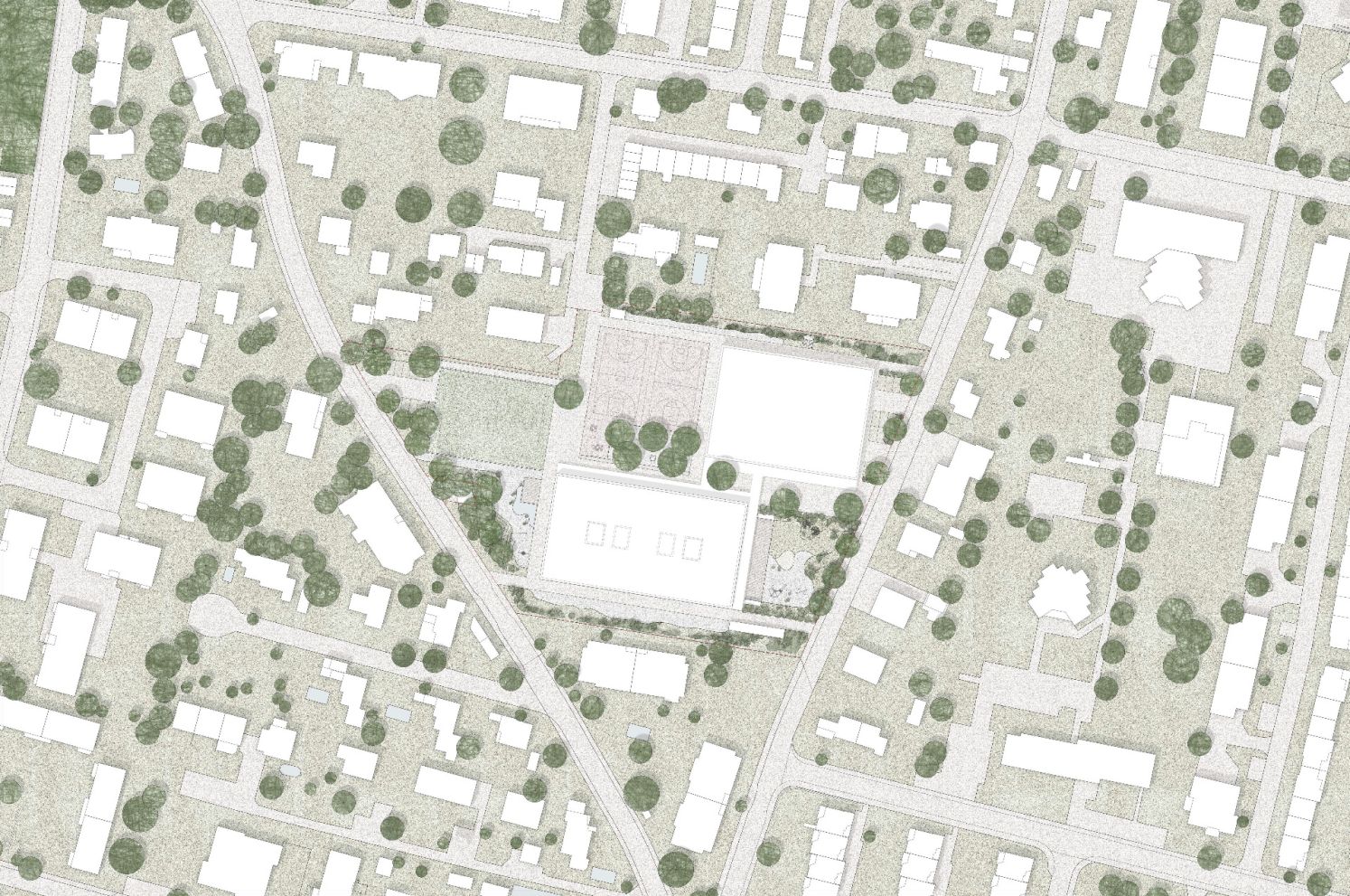 Situationsplan, Einbettung im Quartier. (Projektverfasser: Masswerk Architekten AG / Gesamtleistungsanbieter: Steiner AG)